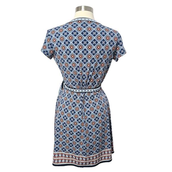 Max Studio Dress Wrap Floral Blue Size M Cottagecore Artsy Stretchy - Picture 5 of 8